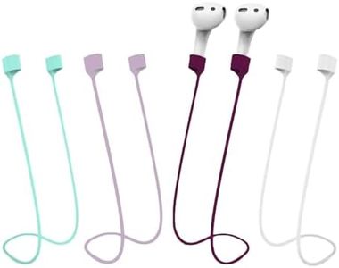 BUISAMG Magnetic Anti-Lost Straps for AirPods, Soft Silicone Sports Lanyard, Neck Rope Cord -(4-Pack) Wireless Headphones Anti-Lost Rope (Wine red/White/Light Purple/Green