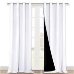 NICETOWN White Blackout Curtains for Living Room - Ultra Long Drapes Light Blocking Privacy Assured Temperature Balance for Bedroom (Pure White, 52 x 108, One Pair)