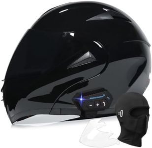 Bluetooth Modular Motorcycle Helmet, DOT Approved Flip Up Full Face Integrated Helmet, Double Visor Helmet Built-in Dual Speaker with Microphone, for Adults Men and Women XS~XL