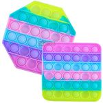 Toyshine Pack of 2- Octagone and Square- Fidget Popping Sounds Toy, BPA Free Silicone, Push Bubbles Toy for Autism Stress Reliever, Sensory Toy - Light Color Pop It Toy