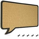 Navaris Small Cork Notice Board - Rectangular Speech Bubble Design 44 x 29 cm, Includes 5 Pins - Message Noticeboard Memo Display Bulletin Pinboard