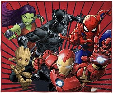 Marvel Avengers Full Assault Kids Room Rug - Large Area Rug Measures 4 x 5 Feet - Featuring Spiderman, Iron Man, Black Panther, Gamora, & Groot (Offical Marvel Product)