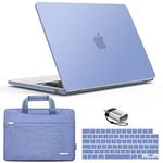 IBENZER Compatible with 2024 2023 2022 MacBook Air 13 inch Case M3 A3113 M2 A2681, Hard Shell Case & Sleeve & Keyboard Cover & Type-C Adapter for Mac Air 13.6, Serenity Blue, CA-MAT13-KK-SRL+3