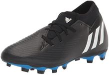 adidas Unisex-Adult Edge.4 Predator Flexible Ground Soccer Shoe, Black/White/Team Dark Grey (Sock), 8.5 Women/8.5 Men