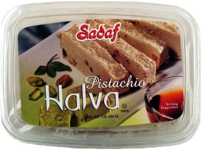 Sadaf Halva Pistachio - Halva Pistachio Dessert for Food Flavoring & Snacking - Sweet Pistachio Halva - Middle Eastern Cuisine - Kosher - 16 oz