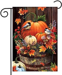 Garden Flags 12x18 Double Sided for Outside,Halloween Pumpkin Yard Flags Garden Decor,Fall Watercolor Bird Small Garden Flag,Yard Decorations for Home Outdoor