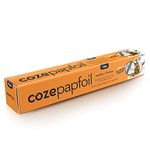 Coze Papfoil Foil Paper (Length 10 metres) 2-in-1 Aluminium Foil and Food Wrapping Paper | Protect and Insulate Food | Pack of 1 Roll | 100% Microwave Safe up to 220°C | 100% Food Safe, FDA Approved