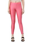 TWIN BIRDS Tailored Cut & Slim Fit Stretchable Nylon Elasthane Fabric Ankle Length Shimmer Leggings for Women (XL, Watermelon)