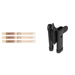 LA Specials Drum Sticks - 5B Drumsticks - Drum Sticks Set for Acoustic Drums or Electronic Drums - Oval Nylon Tip - Hickory Drum Sticks & Stagg DSH Drum Stick/Beater Holder Clamps on Kit