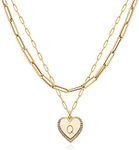 MEVECCO Gold Layered Heart Initial Necklace 18K Gold Filled Q Alphabet Heart Pendant Necklace Dainty Initia Letter Necklace for Women Minimalist Personalized Jewelry Gift for Her