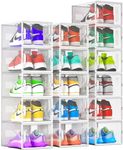 Unique Impression 16 Pack Shoe Storage Box Large Size- Clear Stackable Boxes - Plastic Trainer Storage Boxes - Transparent Shoe Display Containers - Fits Up To UK 11 size men’s