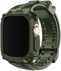 Fullmosa Compatible with Apple Watch Bands 49mm Ultra/Ultra 2, Rugged Apple Watch Strap Ultra with Military Grade Shockproof Bumper Case & Screen Protector for Men Women,49mm, Army Green