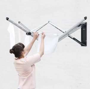 Brabantia WallFix Retractable Washing Line 24m – Wall-Mounted Silver Clothes Air Dryer with Protective Cover