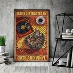 Eeypy Cat And Poster Cat And Music Vintage Wall Art Cats Lover Poster Music Love Gift For Her Gift For Him Bathroom Parlor Retro Animal Metal Tin Signs Wall Decor 8x12 Inch