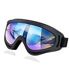 Ski Goggles, UV Protection OTG Snowboard Goggles, Quality TPU Motorcycle Goggles with Soft Thick Foam, Unisex Winter Goggles for Men Women Adult Youth, Anti-Fog Anti-Scratch Lens,High Optical Clarity