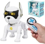 Top Race Robot Dog - Remote Controlled Interactive Robot Dog Toy - RC Dog Toy with Gesture Mode and Adventure Mode, Programming Treats, Rechargeable - Robot Pet Dog for Kids - White