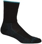 Icebreaker Merino Womens Hike Cushion Crew Sock, Black/Arctic Teal, Medium