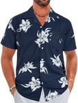 ELETOP Men's Hawaiian Shirt Quick Dry Tropical Beach Shirts Short Sleeve Aloha Holiday Casual Cuban Shirts, 016 Navy, Medium