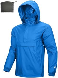 Outdoor Ventures Men's Rain Jacket Waterproof Lightweight Packable Rain Pullover for Hiking Golf Running