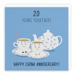 Hunts England - 20th Wedding Anniversary Card - China Anniversary - Iconic Collection - Fun Cute Anniversary Card - For Him, Her, Couples