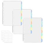 24 Pack A4 Plastic Sleeves Binder Separators with Tabs Binder Pocket 11 Holes Tabs Divider Binder Folders for 2/3/4 Ring Document Pouch Transparent for School Home Office