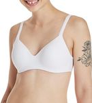 Hanes Womens Ultimate ComfortBlend T-Shirt Wirefree Bra, 38C, White Micro Dot