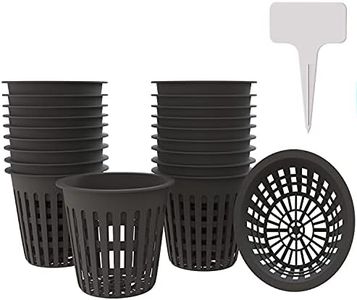 4 Inch Plastic Net Cups, Pots Plant Containers, for Hydroponics Aquaponics Orchids, 10 Pcs Black, with 20pcs Garden Tags.