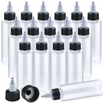 Twdrer 16 Pack Clear Dispensing Bottles with Twist Top Cap,Small Boston Round LDPE Plastic Squeeze Bottles(4oz/120ml)