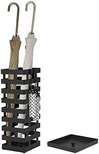 Tudomro Umbrella Stands for Entryway Large Metal Umbrella Holder with Removable Water Tray and Hooks Decor Freestanding Rectangular Umbrella Hollow Rack for Home Office