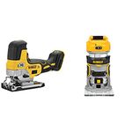 DEWALT 20V MAX Jig Saw (DCS335B) + 20V Max XR Cordless Router (DCW600B), Brushless, Tool Only