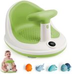 Noonkty Baby Bath Seats for Babies Sitting Up with 3 Bath Toys, Infant Bath Seat for Babies 6 Months & Up with Thermometer, Sit-Up Bathtub Seat for Baby with 4 Anti-Slip Suction Cups - Green