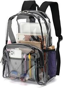 Clear Backpack School Bag Bookbag, Heavy Duty PVC Plastic Transparent See Through Backpacks for Men Women Girls Boys (Black)