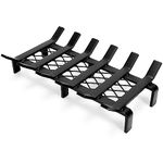 WILLOW WEAVE 17" Fireplace Grate with Ember Retainer, Wood Stove Grate Rack, Heavy Duty Solid Steel 6-Bars Firewood Holder, Non-Assembly Fire Grate for Indoor Hearth Outdoor Firepit - Matt Black