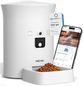 PetTec – Pet Cam Buddy Haustierkamera Futterautomat 8L für Katzen- & Hunde-Trockenfutter – Automatischer Futterspender mit WLAN & App-Steuerung -Inkl. 2-Wege-Audio, Bellerkennung & Nachtsicht