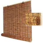 Roll Up Window Blinds Bamboo Blackout Shades for Outdoor Patio Ventilating Roman Roller Blind 50cm 80cm 90cm 110cm 150cm wide Bamboo Shades Partition Decoration (Color : Wide 90cm, Size : High 160cm