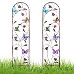 aboxoo Set of 2 Packs Butterfly Metal Garden Trellis for Climbing Plants,Outdoor Decorative Flowers Arch Fence Trellis for Outdoor Patio,Garden,Lawn,Yard,Backyard,Wall Brackets,60'' H x 11'' W