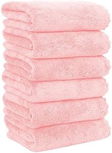 MOONQUEEN 6 Pack Premium Hand Towels - Quick Drying - Microfiber Coral Velvet Highly Absorbent Towels - Multipurpose Use as Hotel, Bathroom, Shower, Spa, Hand Towel 16 x 28 inches (Pink)