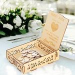 Wedding Guestbook Wishing Box, Wooden Heart Shape Pieces Holder Box Wooden Heart Guest Book Wedding Sign a Heart Drop Box Message Box for Reception Wedding Anniversary 6.7x5.3x1.7in