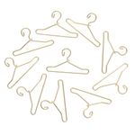 50Pcs Mini Clothes Hangers Metal Doll Clothes Dress Outfit Holders Wire Rack Stand for Miniature Dollhouse Gown Closets Toys Accessories Golden 40mm