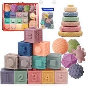 UNITSLYZ Baby Soft Stacking Blocks Toys, Sensory Development Toy, Counting & Matching, Baby Teething for Babies, Montessori Toys for Toddler Boys Girls 6 Months and up