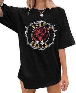 Guns N' Roses Oversized T Shirts Women Country Cowgirl Band Shirt Funny Letter Printed Vintage Western Graphic Tee Tops