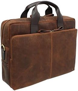 VISCONTI Toscana Collection Distressed Oiled Leather Laptop Bag - HUGO 15 TC84, Havana Tan, One Size