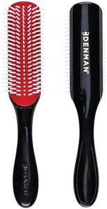 Denman Curly Hair Brush D3 (Black & Red) 7 Row Styling Brush for Detangling, Separating, Shaping and Defining Curls - For Women and Men