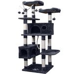 Cat Tree Tower for Indoor Cats,64 inches Large Multi-Level Cat Activity Center with Condos,Scratching Posts,Removable Fur Ball Sticks(Dark Grey002)