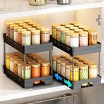 Pull Out Spice Rack Organizer for Cabinet, 2 Pack Widen Slide Out Spice Racks Organizer, Easy to Install Durable Spice Cabinet Organizers, 6.4''Wx10.4''Dx8''H, Each Tier Hold 15 Spice Jars - 2 Tier