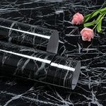 Yomshi 40x300cm Black Marble Contact Paper Peel and Stick Wallpaper Worktop Vinyl Covering Self Adhesive Waterproof Wallpaper Furniture Stickers Sticky Back Plastic Roll for Kitchen Countertops