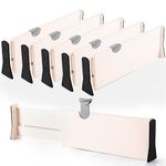 Olyzer 5 Pack Drawer Dividers Organizer, Adjustable Separators 4" High Expandable from 11-17" for Bedroom, Bathroom, Dresser, Office, Kitchen Storage, Clothing, Strong Secure Hold, Foam Ends