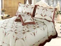 DaDa Bedding DXJ101567-2 Classic Cotton 5-Piece Quilt Set, Queen, Patchwork, Ivory