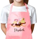 Custom Kids Apron for Kitchen with Name - Personalized Kids Apron for Cooking and Baking Kitchen Apron - Unisex Baker Apron for Boys and Girls - Great Custom Gift for Toddler Boys and Girls Pink, Blue