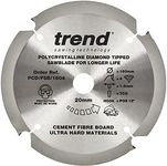 Trend PCD Fibre Cement Circular Saw Blade, 160mm Diameter, 20mm Bore, 4 Teeth, 1.8mm Kerf, +12° Hook, PCD/FSB/1604